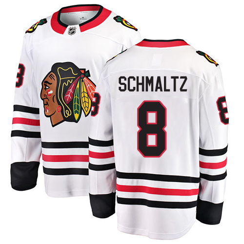 Men's Chicago Blackhawks #8 Nick Schmaltz Authentic White Away Fanatics Branded Breakaway NHL Jersey