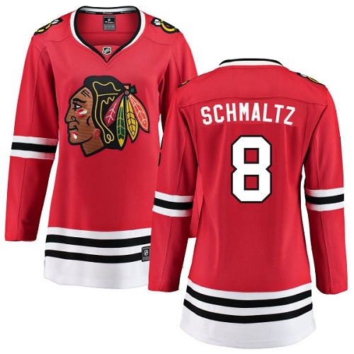 Women's Chicago Blackhawks #8 Nick Schmaltz Authentic Red Home Fanatics Branded Breakaway NHL Jersey
