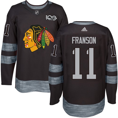 Men's Adidas Chicago Blackhawks #11 Cody Franson Premier Black 1917-2017 100th Anniversary NHL Jersey