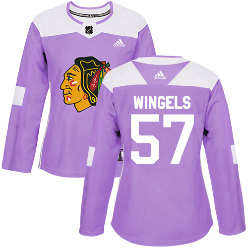 Women's Adidas Chicago Blackhawks #57 Tommy Wingels Authentic Purple Fights Cancer Practice NHL Jersey