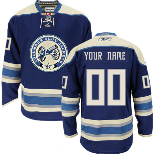 Men's Reebok Columbus Blue Jackets Customized Premier Navy Blue Third NHL Jersey