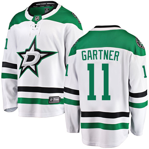 Men's Dallas Stars #11 Mike Gartner Authentic White Away Fanatics Branded Breakaway NHL Jersey