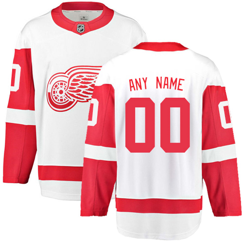 Men's Detroit Red Wings Customized Authentic White Away Fanatics Branded Breakaway NHL Jersey