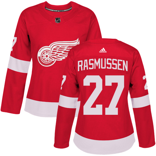 Women's Adidas Detroit Red Wings #27 Michael Rasmussen Authentic Red Home NHL Jersey