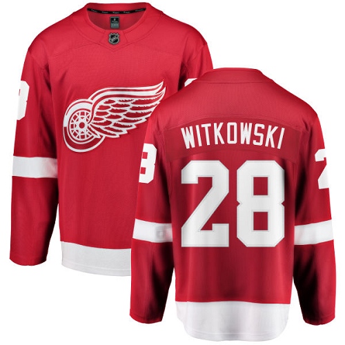 Men's Detroit Red Wings #28 Luke Witkowski Authentic Red Home Fanatics Branded Breakaway NHL Jersey