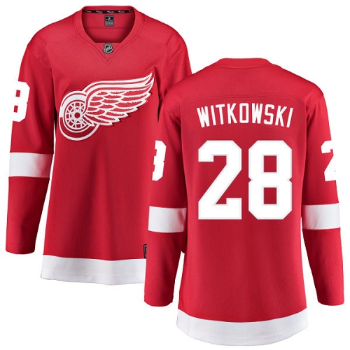 Women's Detroit Red Wings #28 Luke Witkowski Authentic Red Home Fanatics Branded Breakaway NHL Jersey