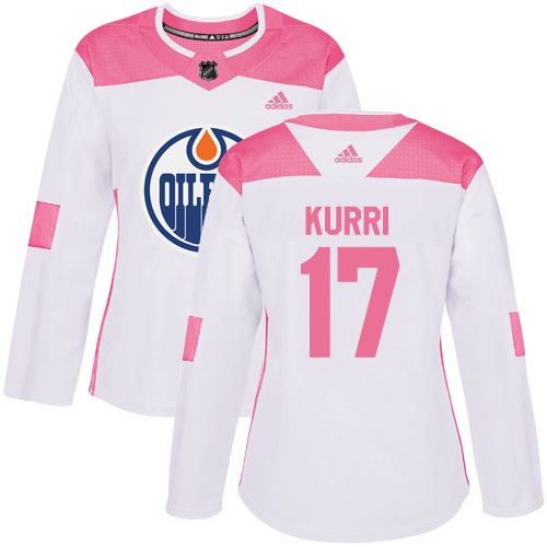Women's Adidas Edmonton Oilers #17 Jari Kurri Authentic White/Pink Fashion NHL Jersey