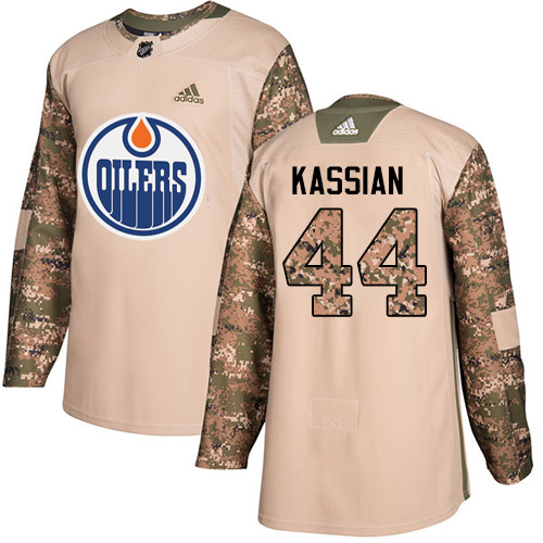 Youth Adidas Edmonton Oilers #44 Zack Kassian Authentic Camo Veterans Day Practice NHL Jersey
