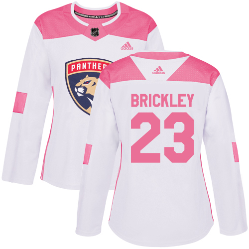 Women's Adidas Florida Panthers #23 Connor Brickley Authentic White/Pink Fashion NHL Jersey