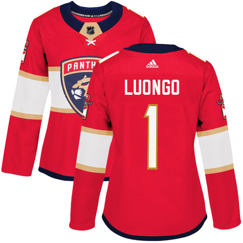 Women's Adidas Florida Panthers #1 Roberto Luongo Authentic Red Home NHL Jersey