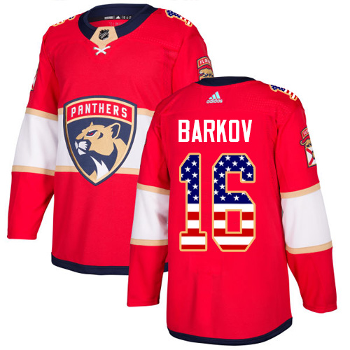 Men's Adidas Florida Panthers #16 Aleksander Barkov Authentic Red USA Flag Fashion NHL Jersey