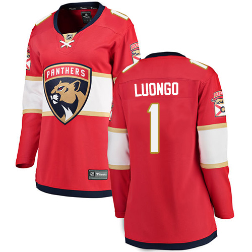 Women's Florida Panthers #1 Roberto Luongo Authentic Red Home Fanatics Branded Breakaway NHL Jersey