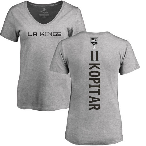 NHL Women's Adidas Los Angeles Kings #11 Anze Kopitar Ash Backer T-Shirt