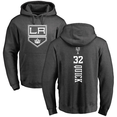 NHL Adidas Los Angeles Kings #32 Jonathan Quick Charcoal One Color Backer Pullover Hoodie