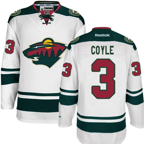 Men's Reebok Minnesota Wild #3 Charlie Coyle Authentic White Away NHL Jersey