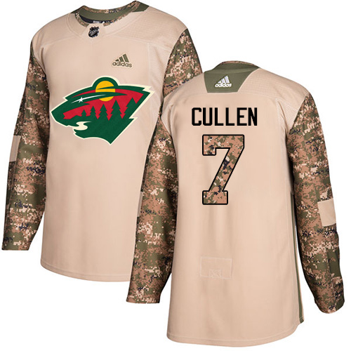 Men's Adidas Minnesota Wild #7 Matt Cullen Authentic Camo Veterans Day Practice NHL Jersey