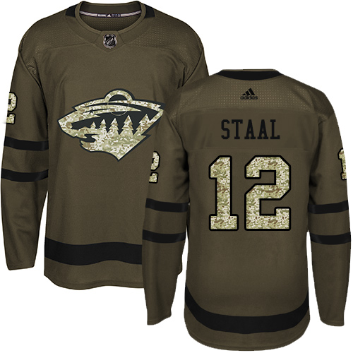 Men's Adidas Minnesota Wild #12 Eric Staal Authentic Green Salute to Service NHL Jersey