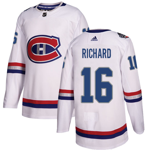 Youth Adidas Montreal Canadiens #16 Henri Richard Authentic White 2017 100 Classic NHL Jersey