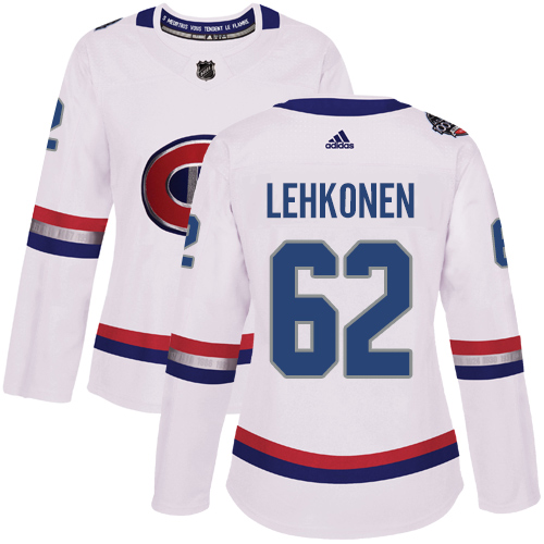 Women's Adidas Montreal Canadiens #62 Artturi Lehkonen Authentic White 2017 100 Classic NHL Jersey