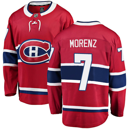 Youth Montreal Canadiens #7 Howie Morenz Authentic Red Home Fanatics Branded Breakaway NHL Jersey