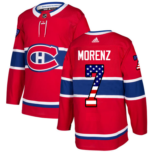 Men's Adidas Montreal Canadiens #7 Howie Morenz Authentic Red USA Flag Fashion NHL Jersey