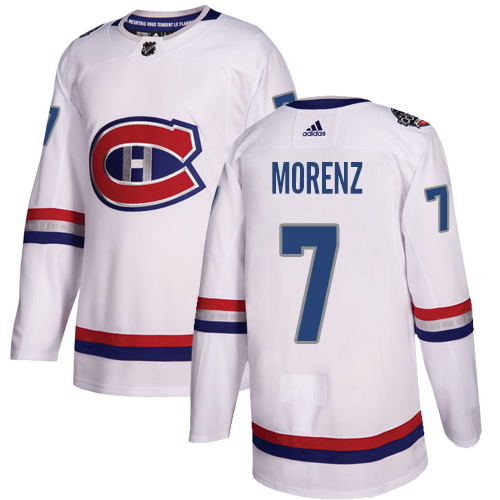 Men's Adidas Montreal Canadiens #7 Howie Morenz Authentic White 2017 100 Classic NHL Jersey