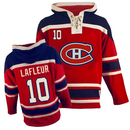 Men's Old Time Hockey Montreal Canadiens #10 Guy Lafleur Authentic Red Sawyer Hooded Sweatshirt