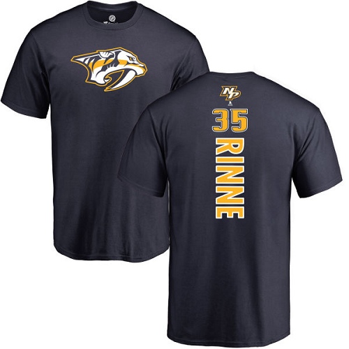 NHL Adidas Nashville Predators #35 Pekka Rinne Navy Blue Backer T-Shirt