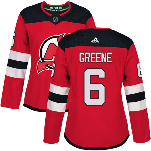 Women's Adidas New Jersey Devils #6 Andy Greene Authentic Red Home NHL Jersey