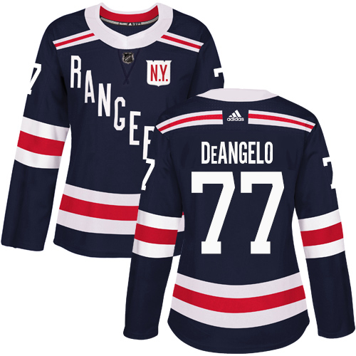 Women's Adidas New York Rangers #77 Anthony DeAngelo Authentic Navy Blue 2018 Winter Classic NHL Jersey