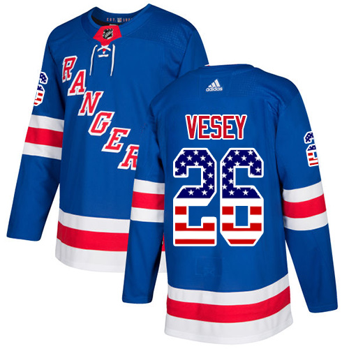 Men's Adidas New York Rangers #26 Jimmy Vesey Authentic Royal Blue USA Flag Fashion NHL Jersey