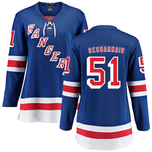 Women's New York Rangers #51 David Desharnais Fanatics Branded Royal Blue Home Breakaway NHL Jersey