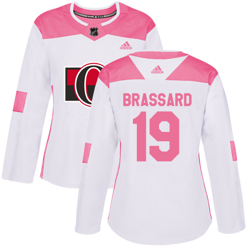 Women's Adidas Ottawa Senators #19 Derick Brassard Authentic White/Pink Fashion NHL Jersey