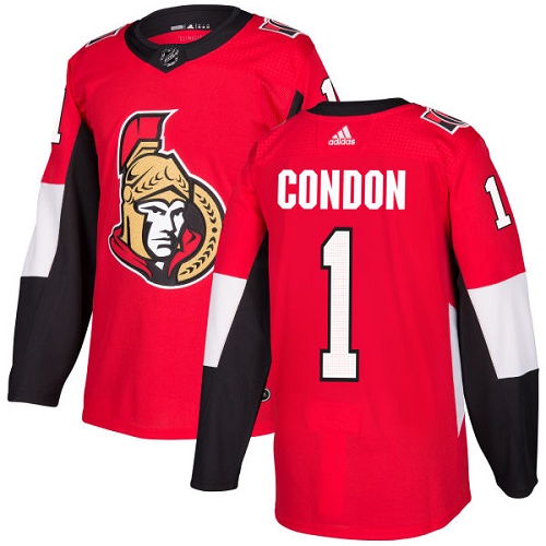 Men's Adidas Ottawa Senators #1 Mike Condon Authentic Red Home NHL Jersey