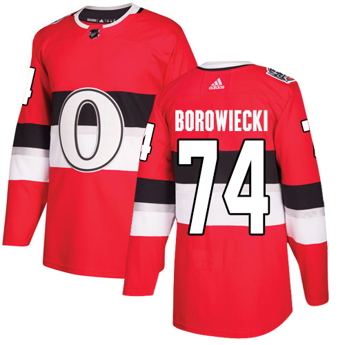Men's Adidas Ottawa Senators #74 Mark Borowiecki Authentic Red 2017 100 Classic NHL Jersey