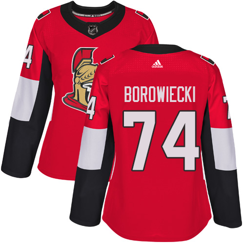 Women's Adidas Ottawa Senators #74 Mark Borowiecki Premier Red Home NHL Jersey
