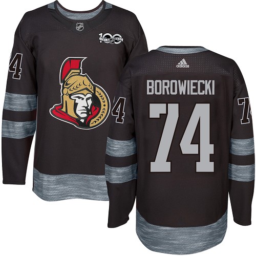 Men's Adidas Ottawa Senators #74 Mark Borowiecki Premier Black 1917-2017 100th Anniversary NHL Jersey