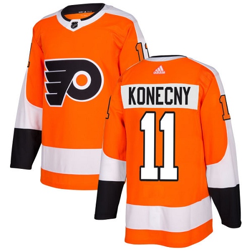 Men's Adidas Philadelphia Flyers #11 Travis Konecny Premier Orange Home NHL Jersey