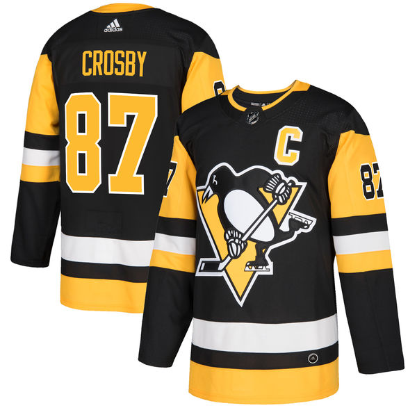 Men's Adidas Pittsburgh Penguins #87 Sidney Crosby Authentic Black Home NHL Jersey