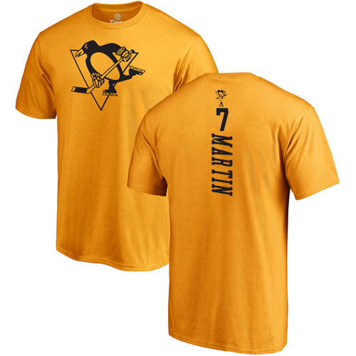 NHL Adidas Pittsburgh Penguins #7 Paul Martin Gold One Color Backer T-Shirt