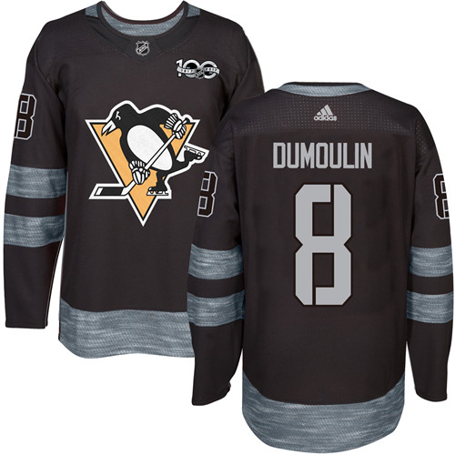 Men's Adidas Pittsburgh Penguins #8 Brian Dumoulin Authentic Black 1917-2017 100th Anniversary NHL Jersey