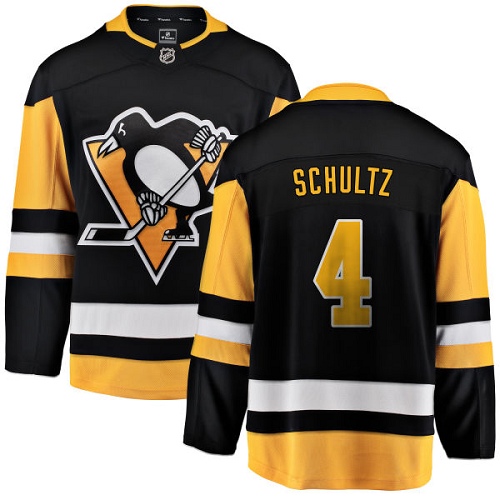 Men's Pittsburgh Penguins #4 Justin Schultz Authentic Black Home Fanatics Branded Breakaway NHL Jersey