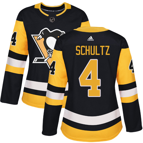 Women's Adidas Pittsburgh Penguins #4 Justin Schultz Authentic Black Home NHL Jersey