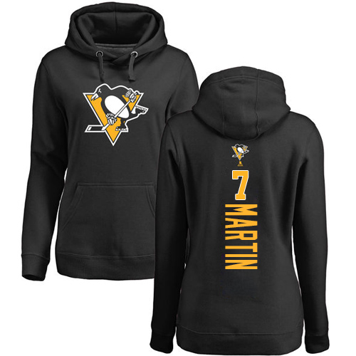 NHL Women's Adidas Pittsburgh Penguins #7 Paul Martin Black Backer Pullover Hoodie