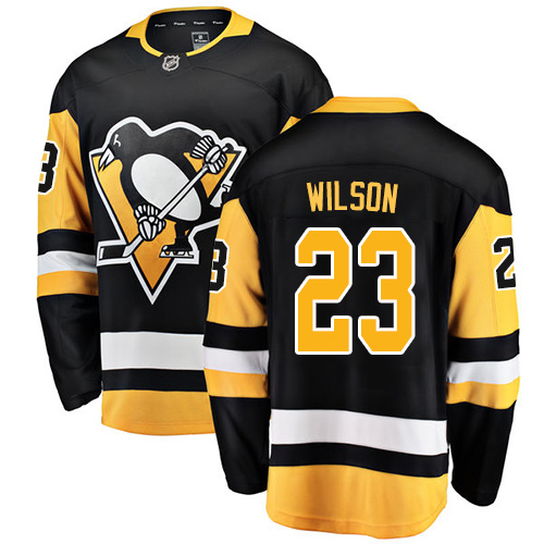 Men's Pittsburgh Penguins #23 Scott Wilson Authentic Black Home Fanatics Branded Breakaway NHL Jersey