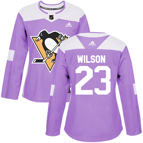 Women's Adidas Pittsburgh Penguins #23 Scott Wilson Authentic Purple Fights Cancer Practice NHL Jersey