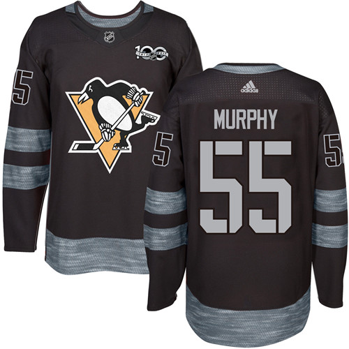 Men's Adidas Pittsburgh Penguins #55 Larry Murphy Premier Black 1917-2017 100th Anniversary NHL Jersey