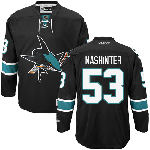 Men's Reebok San Jose Sharks #53 Brandon Mashinter Premier Black Third NHL Jersey