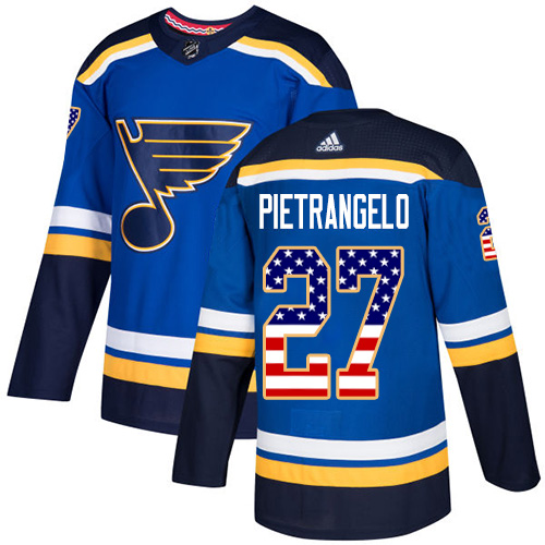 Youth Adidas St. Louis Blues #27 Alex Pietrangelo Authentic Blue USA Flag Fashion NHL Jersey