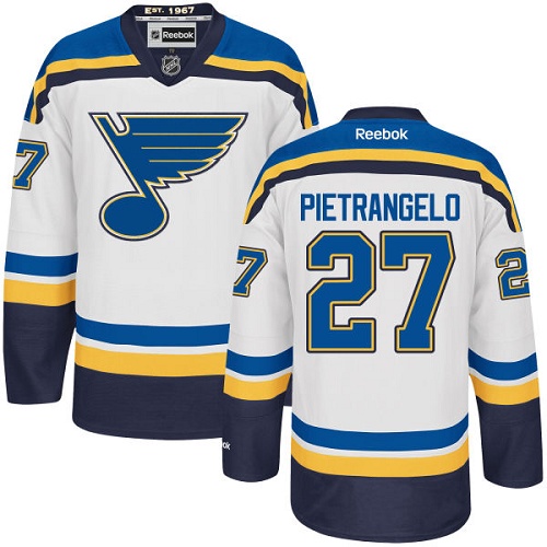 Youth Reebok St. Louis Blues #27 Alex Pietrangelo Authentic White Away NHL Jersey